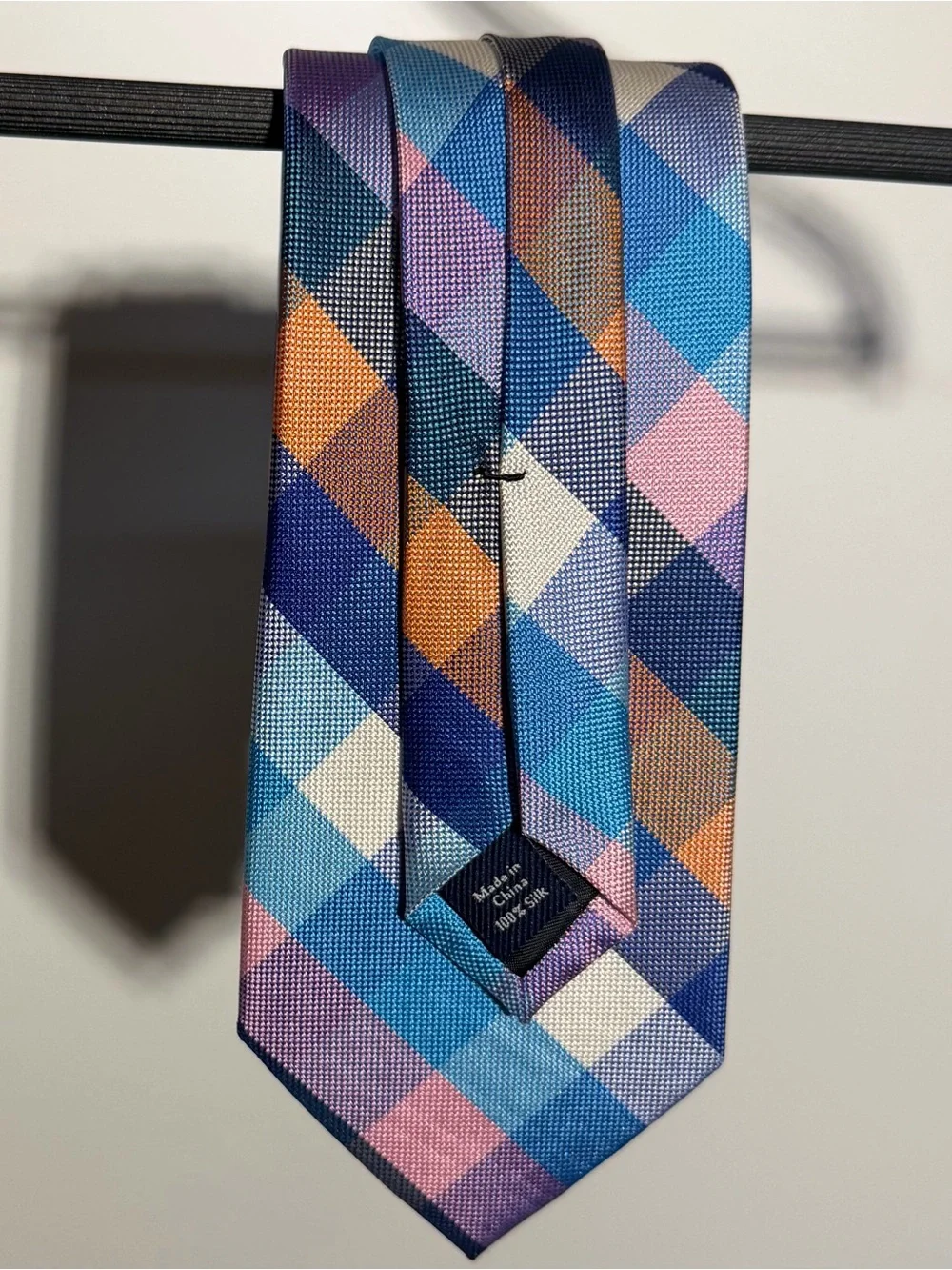 Croft & Barrow 100% Silk Geometric Multicolor Plaid Necktie